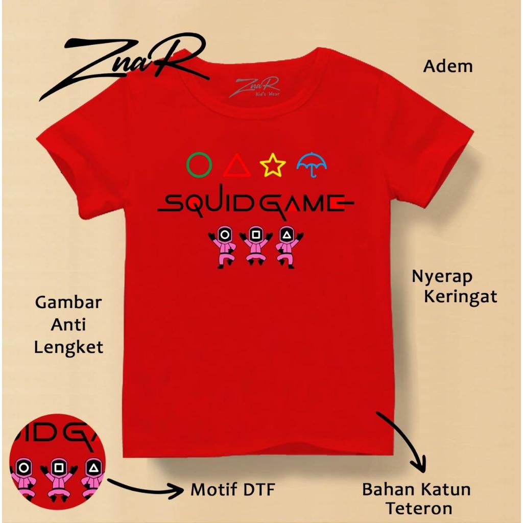 Atasan anak lengan pendek kekikian gambar Squid Game / Baju kaos anak viral murah