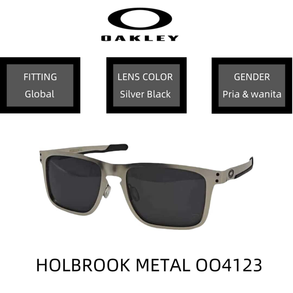 【100%ORIGINAL】Kacamata Oakley Original Sunglasses Holbrook METAL OO4123 Polished Black/pria & wanita