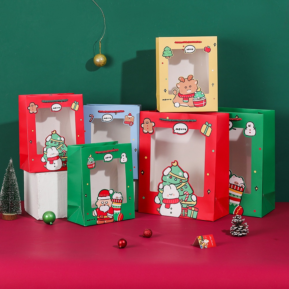 

Paperbag Natal Merry Chritsmas Transparan Depan Premium Snowman