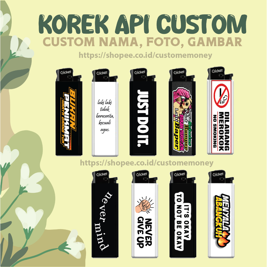 CUSTOM KOREK API CUSTOM NAMA FOTO MAGNET CRICKET MANCIS LIGHTER SOUVENIR KOREKAPI CUSTOM NAMA