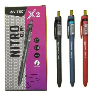 

V Tec Ballpoint Pulpen Pena Gel Nitro X2 0.5 mm (1 Pack ISI 12pcs) - Bolpen Gel pen Click
