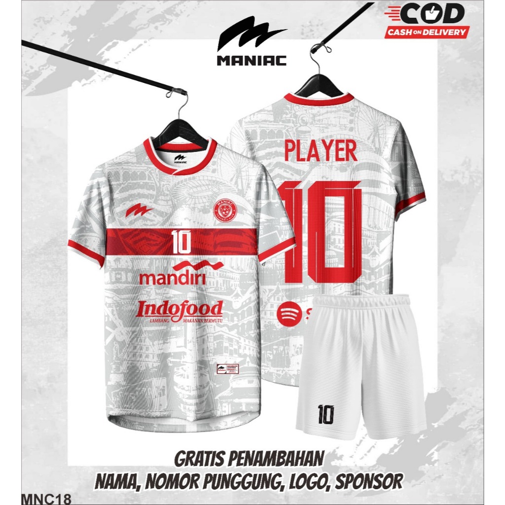 JERSEY FUTSAL CUSTOM FULL PRINTING NAMA DAN NOMER PUNGGUNG MERAH PUTIH PREMIUM KEREN
