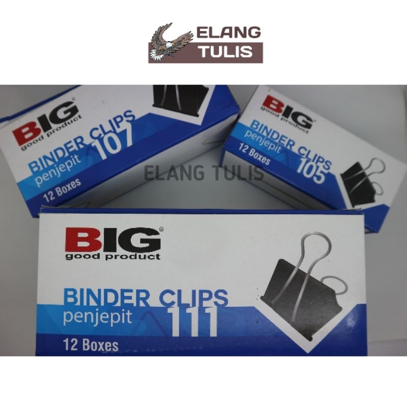 

1 Pack 12 Box BIG Binder Clip Ukuran 111 107 105 | Klip Kertas | Klip Penjepit Kertas BC-111 BC-107 BC-105