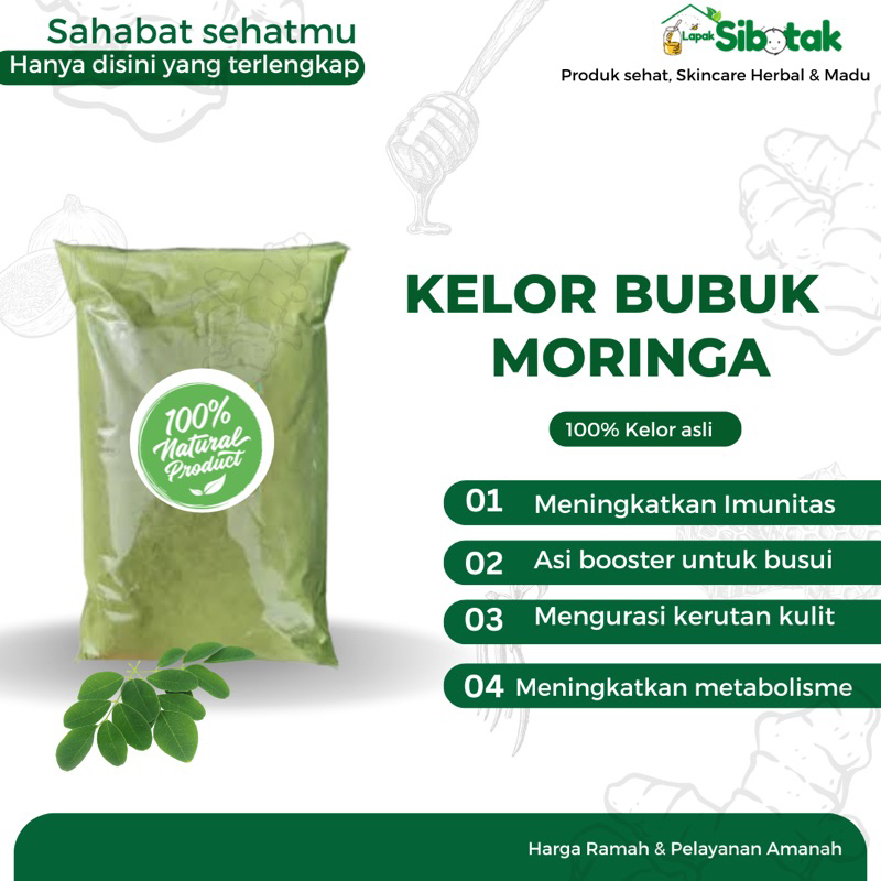 

Moringa Powder - Daun Kelor Bubuk 100gr Tanpa pengawet dan fresh