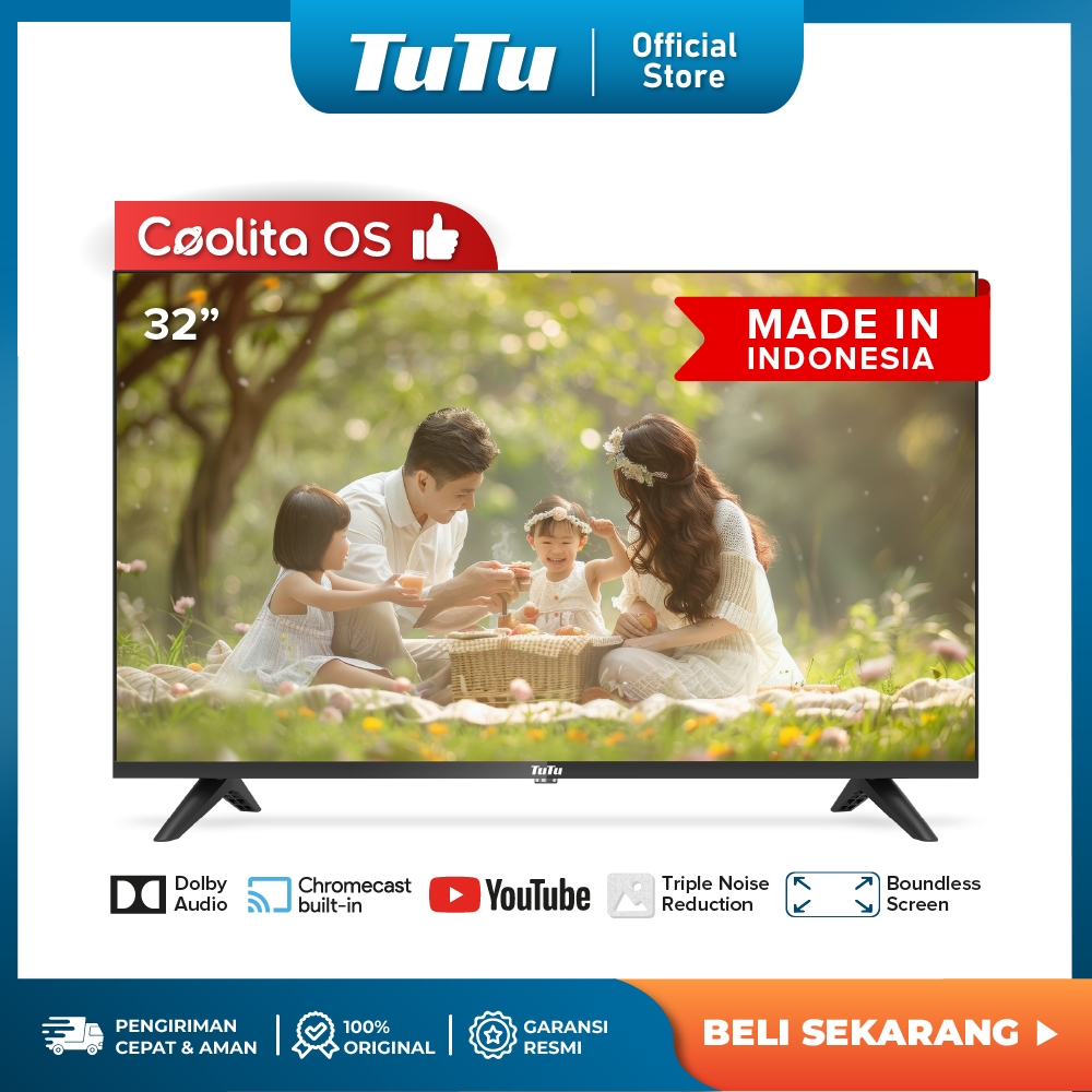 TUTU Smart TV 32 inch - Coolita - Full HD - Dolby Audio - WiFi - HDMI Youtube/ Prime Video IDTT32C01