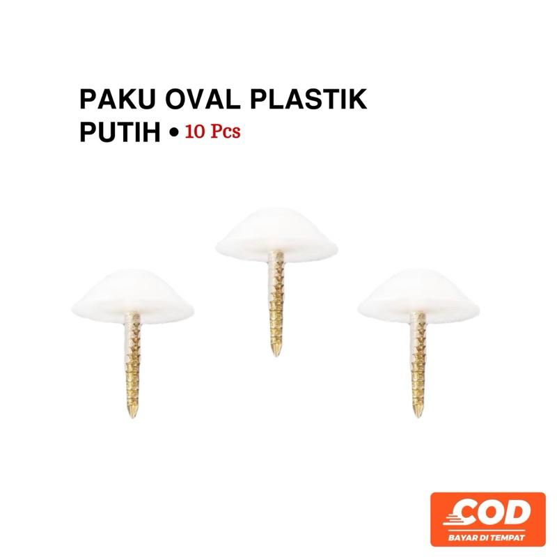 Paku Oval Rotan , Paku Bakpao Putih , Alas Kaki Kursi Meja Lemari [10 Pcs]
