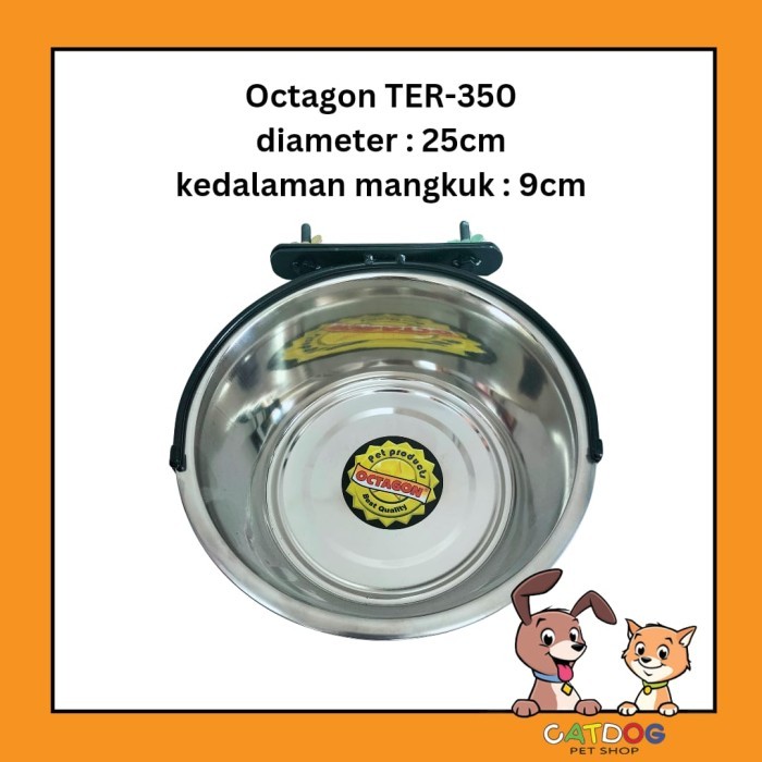 Tempat Makan Gantung Anjing & Kucing Stainless Octagon TER-350