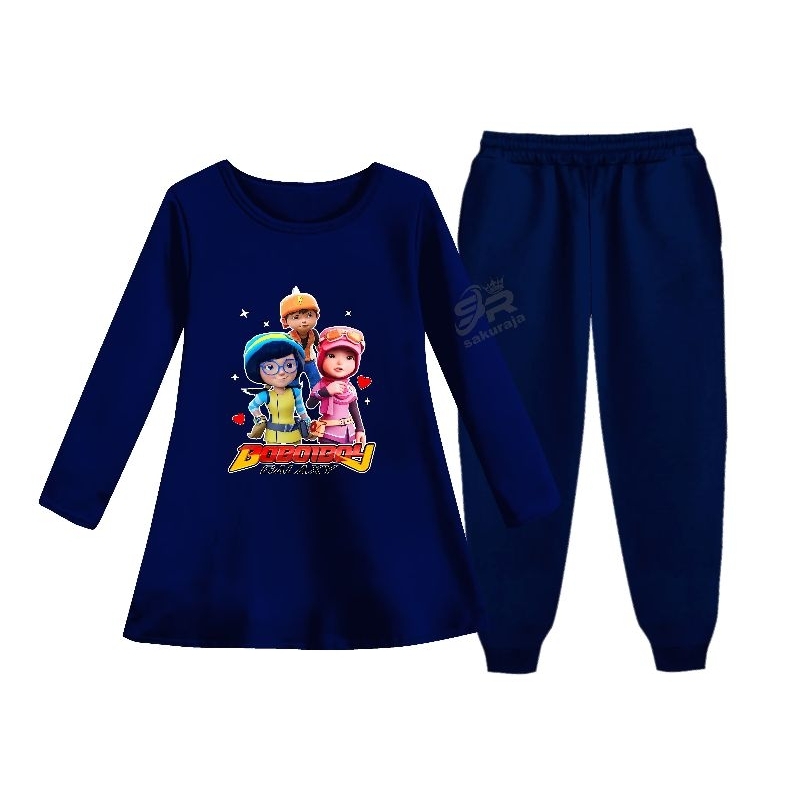 setelan tunik anak motif karakter Ying dan Yaya Boboiboy galaxy/umur 3-13 tahun