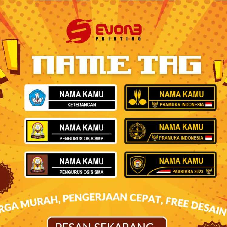 

Name tag Papan Nama Dada Akrilik Magnet Peniti/Bisa Satuan