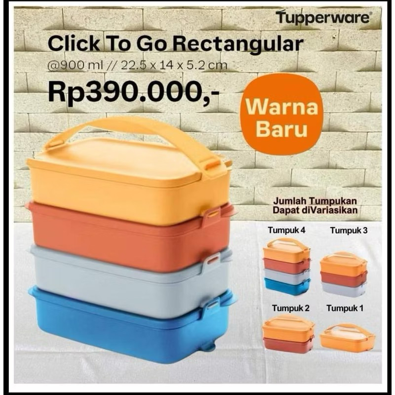 CTG click to go kotak - klik to go /rantang tupperware 4 susun