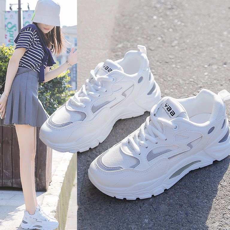 SALEE DENDENID Sepatu Wanita Sneaker Tinggi Sepatu Putih Sepatu Olahraga Korea 122