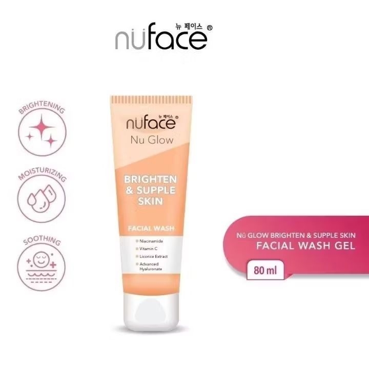 NUFACE Nu Glow Brighten & Supple Skin Facial Wash Cream 80gr - Sabun Cuci Muka Pembersih Wajah Facia