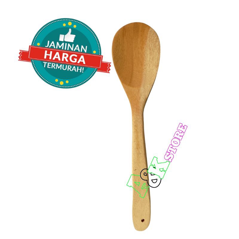 Sodet Spatula Kayu Putih Bulat/ Sodet Kayu Spatula Kayu / Sodet Pengaduk Irus / Spatula Bulat