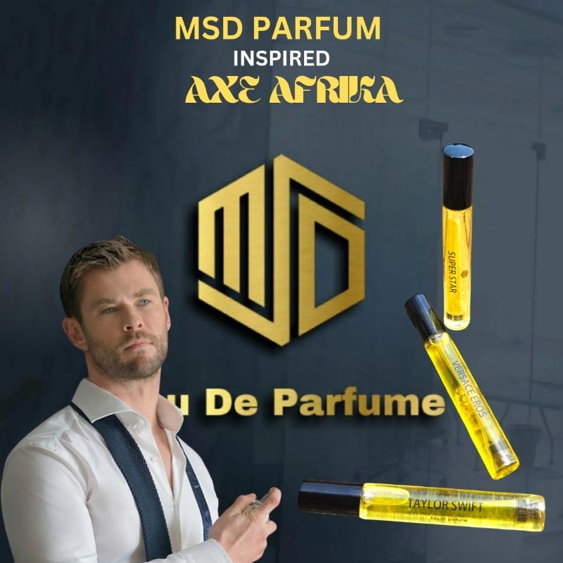 Msd parfum Cowok Inspired Axe Afrika tahan lama aroma soft dan elegan 10-15ml Eau de parfume