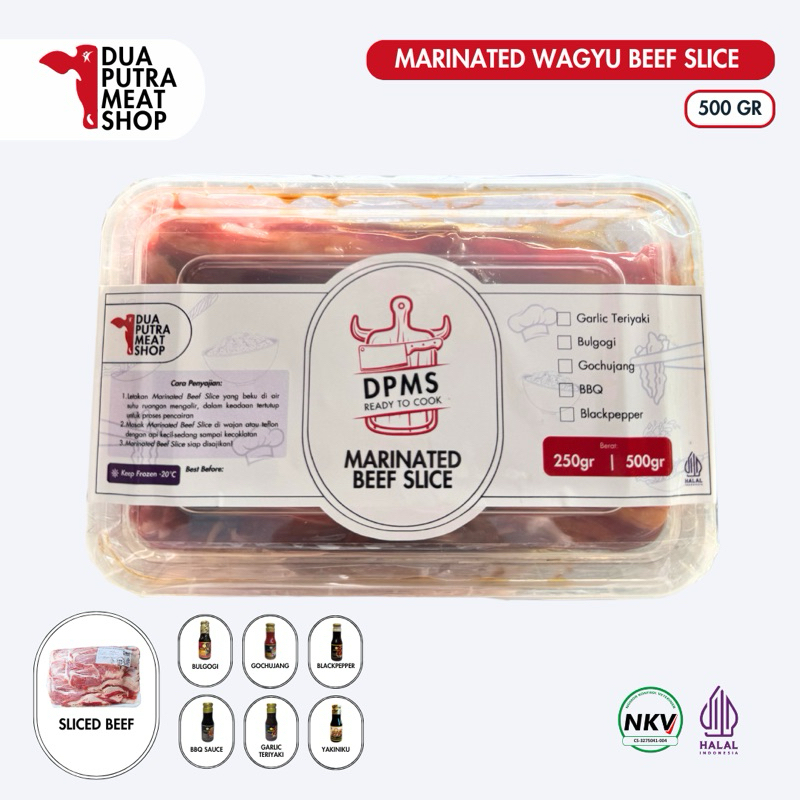 

Marinated Wagyu Beef slice 500gr | Daging Marinasi Slice | Bulgogi/Bbq/Garlic Teriyaki/Yakiniku/Blackpepper/Gochujang