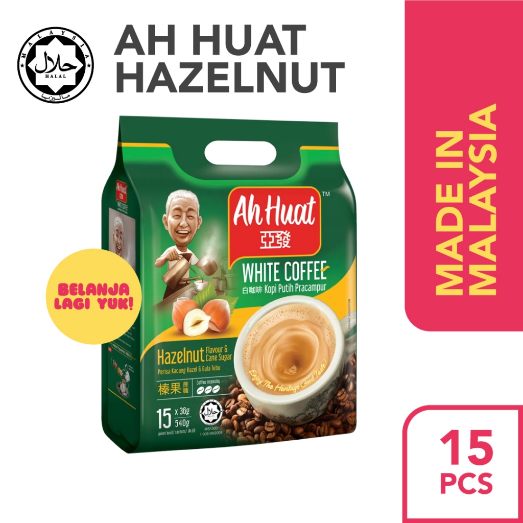 

KOPI AH Huat White Coffee Malaysia Hazelnut /Ahuat / Ahhuat Coffee (15pcs)