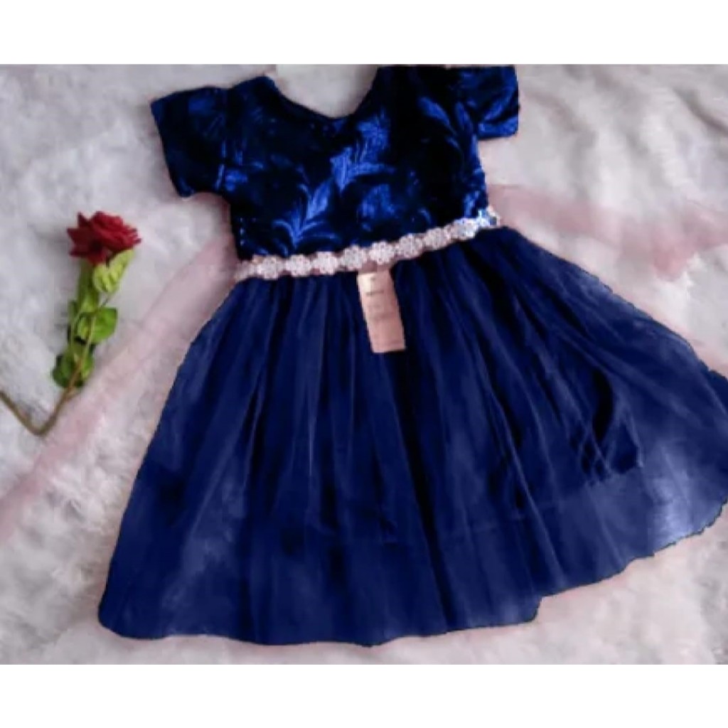 DRESS BROKAT TANGAN RENDA ANAK 1 - 8 TAHUN // DRES TUTU NAVY // TERLARIS DAN TERMURAH