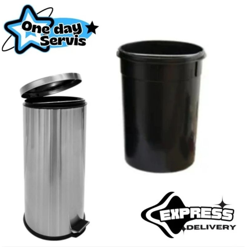 Tempat Sampah 30 Ltr Stainless Slow Close - Silver