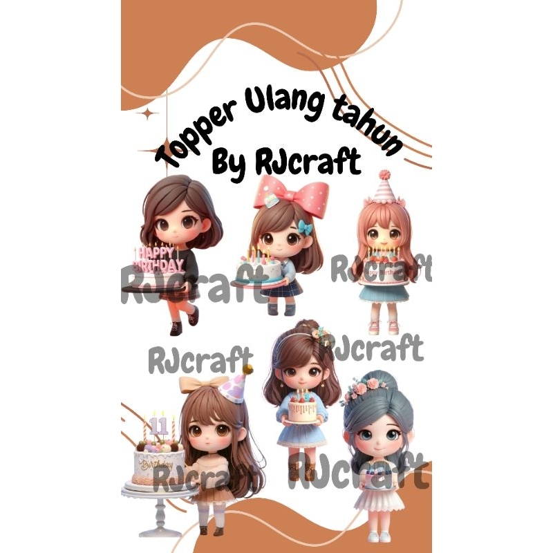 Topper viral ulang tahun isi 3/hiasan buket/ greeting card/kartu ucapan/Toper kue ulang tahun