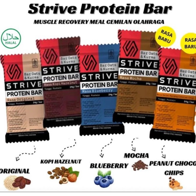 

Strive protein bar exp 09 2025 ada 5 varian rasa