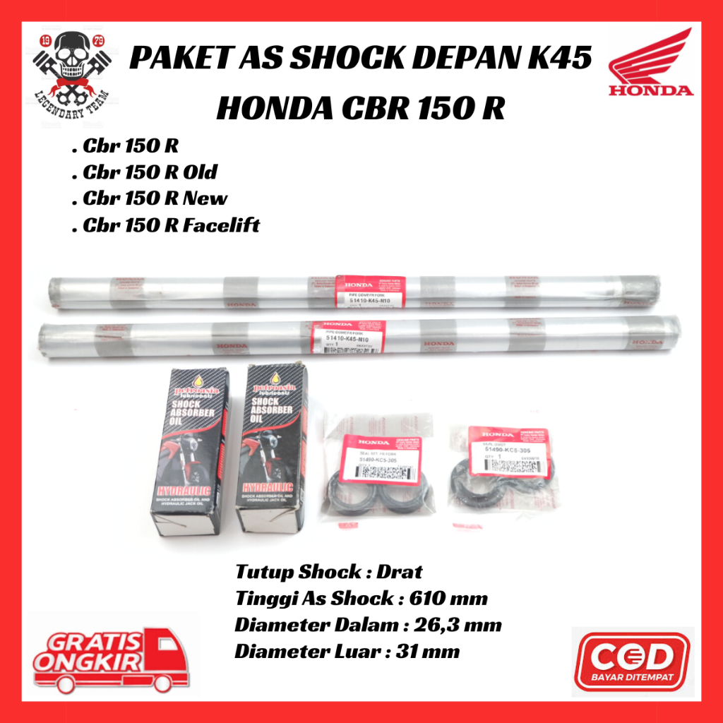 Shock Sok Depan CBR 150 R - As Shock Depan K45 Ori Honda CBR 150 R - CBR 150 Old - CBR 150 New