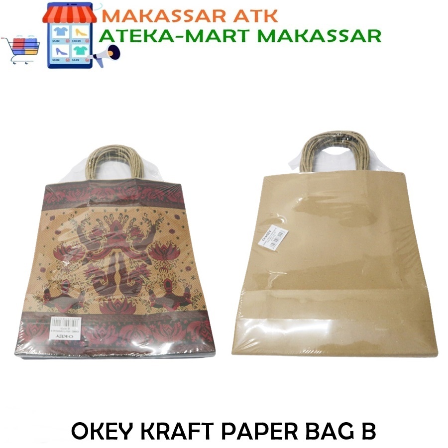 

[PAK/10PCS] OKEY PAPER BAG TALI KRAFT B BATIK - POLOS TAS KERTAS