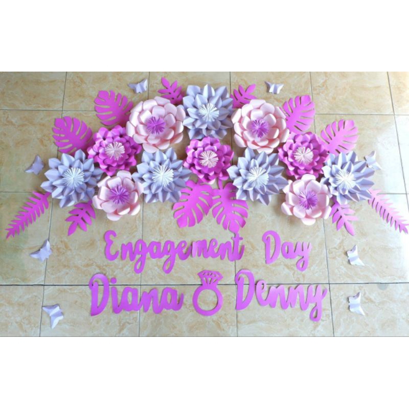 ready Paper flower dekorasi bunga kertas backdrop lamaran dekorasi tunangan tukar cincin engagement 