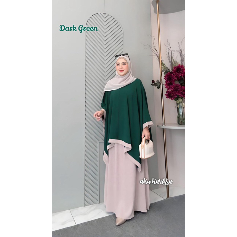 SIENNA SET ROK BAHAN KRINGKEL AERFLOW ID BAJU OVERSIZE CUTTINGAN BATWING