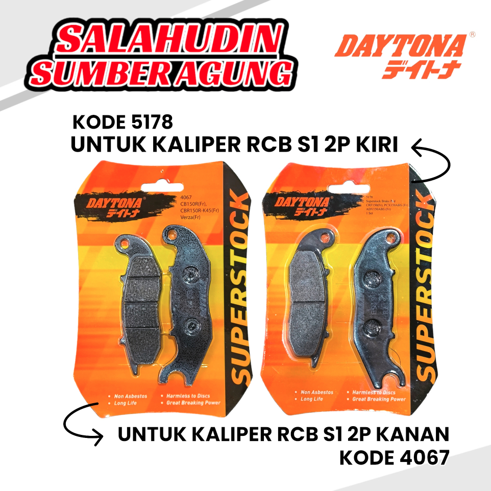 Kampas Rem Dispad Depan Daytona Superstock Untuk Kaliper RCB Racing Boy S1 2Piston