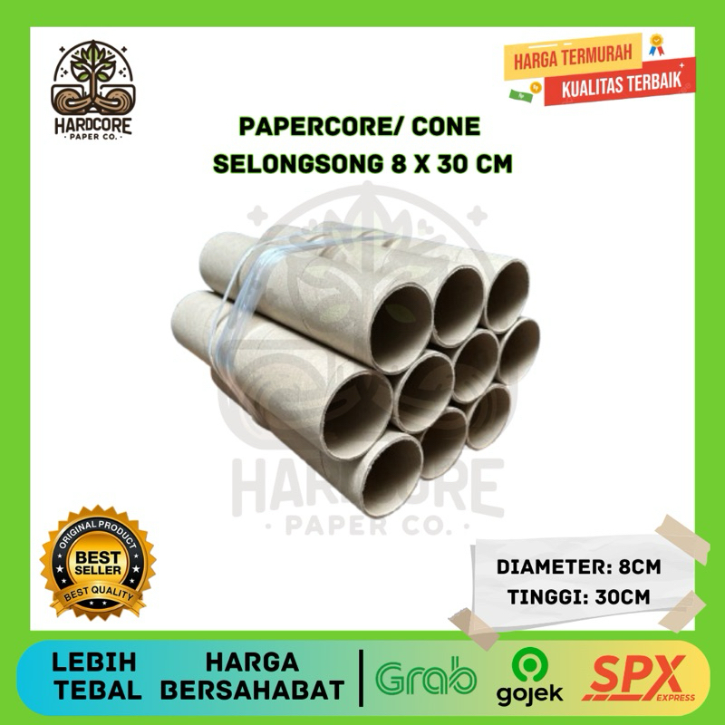 

Selongsong / Bobin / Paper Core / Cones / Packing Sticker / Packing Joran / Packing Poster 8 x 30 cm