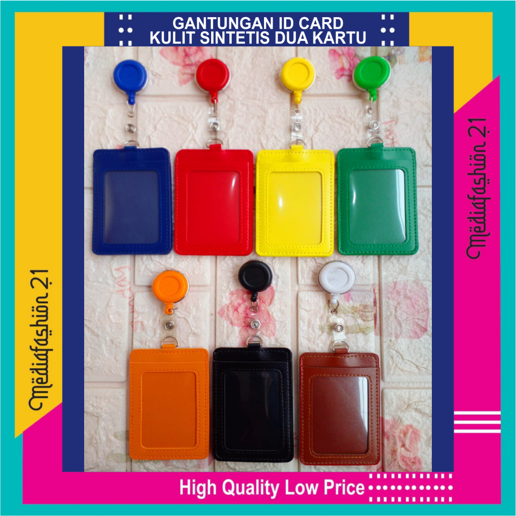 

Gantungan Yoyo ID Card + Holder Kulit Sintetis Slot 2 Kartu