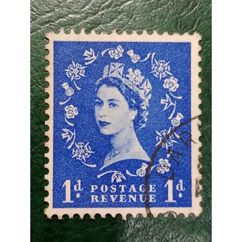 

Prangko British 1 penny Queen Elizabeth II Tahun 1955-1957 USED