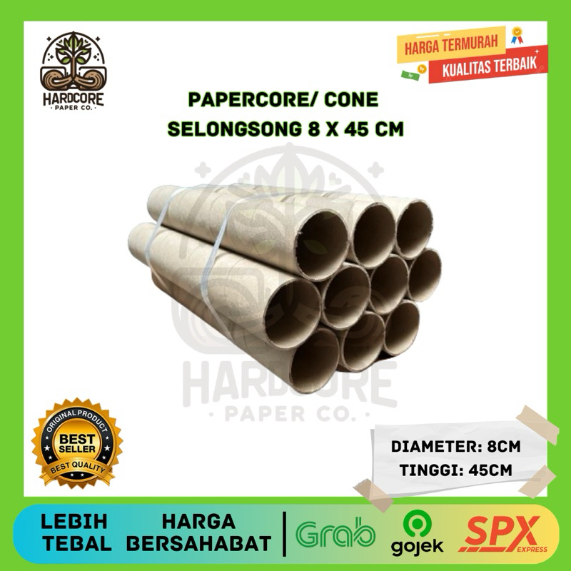 

Selongsong / Bobin / Paper Core / Cones / Packing Sticker / Packing Joran / Packing Poster 8 x 45 cm