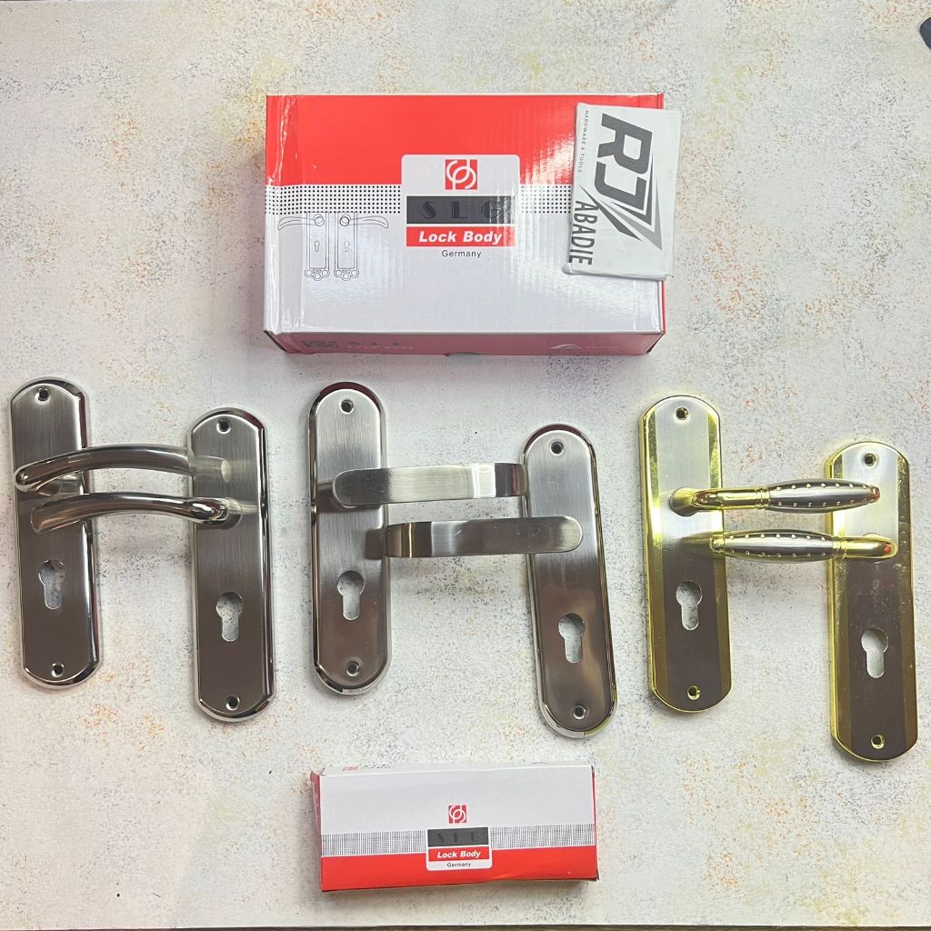Handle Gagang Kunci Pintu Tanggung Bulat Aluminium Soligen SET CP / GP