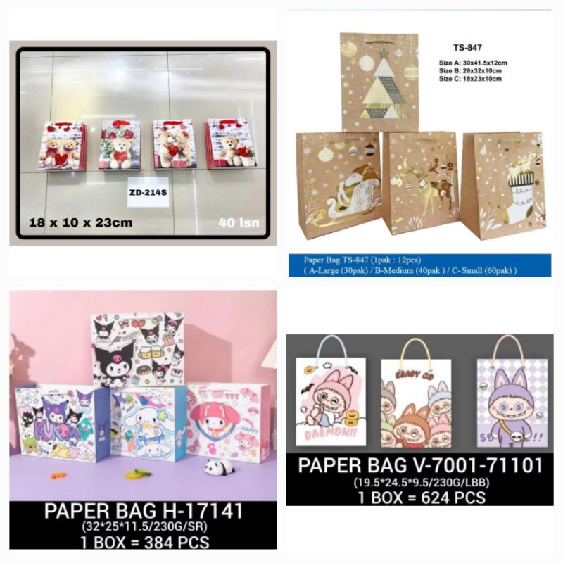 

Paper Bag/ Hand Bag Kertas Exclusive Gliter Teddy Bear Beruang ZD-835C 214S/ Goodie Bag / Tas Serbaguna / Tas Tenteng Natal christmas SNR Labubu