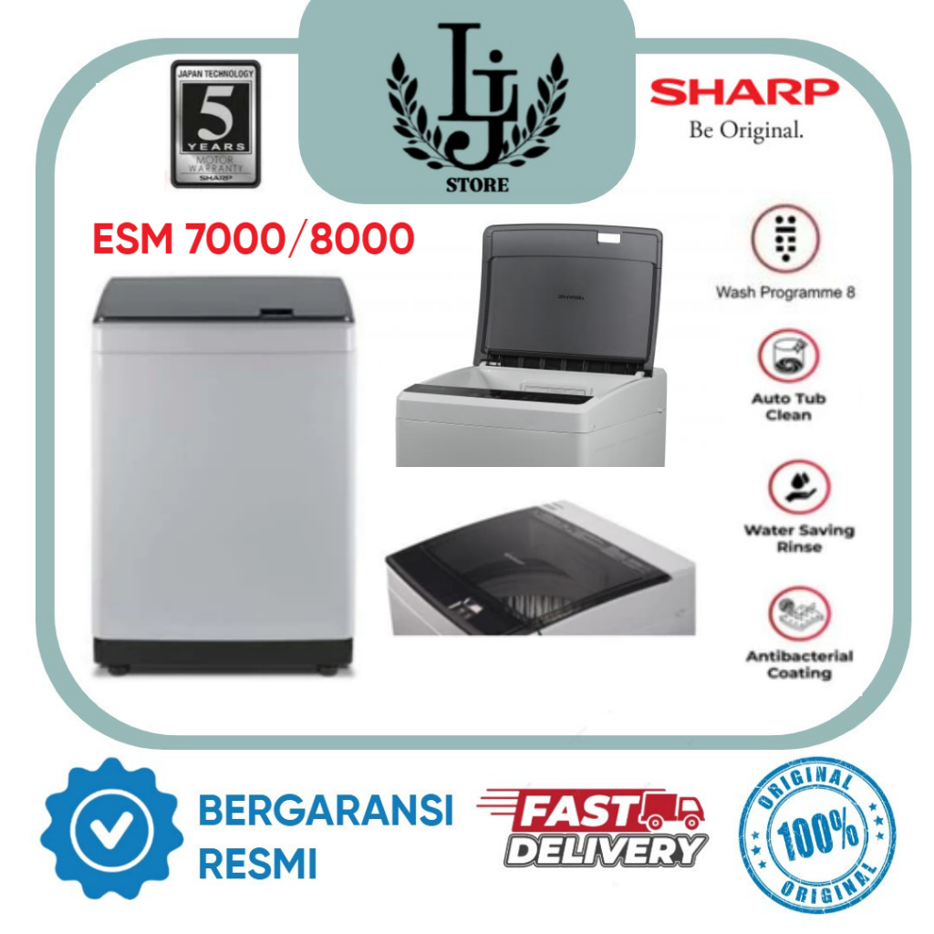 Mesin Cuci Sharp 1 Tabung ESM7000PGG / ESM8000TGG Mesin Cuci Satu Tabung 7 KG / 8KG Sharp