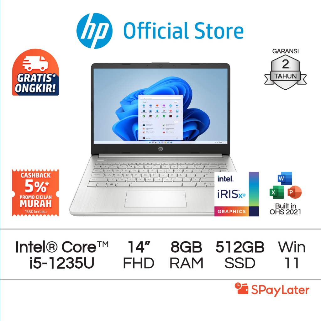 Spaylater 0% - Laptop HP Intel Core i5 Iris X 8GB / 16GB RAM 256GB / 512GB SSD Silver Windows 11 Hom