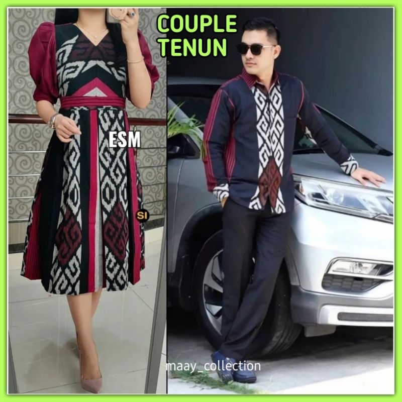 Baju set couple tenun etnik jepara terbaru tunik tenun dan kemeja tenun dijual terpisah