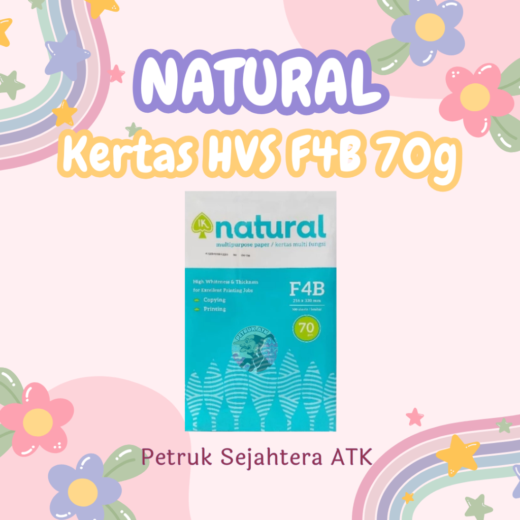 

[RIM] KERTAS HVS NATURAL FOLIO F4B 70 GRAM KERTAS FOTOKOPI MULTI PURPOSE PAPER