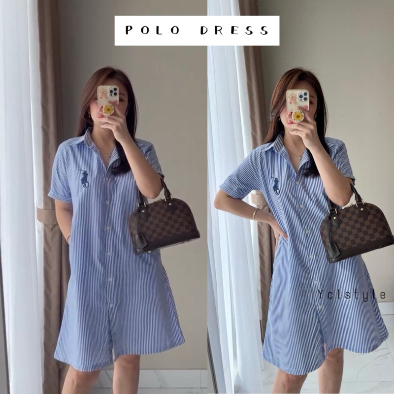 POLO STRIPES DRESS - MIDI DRESS SALUR BORDIR POLO KATUN PREMIUM | Dress polo wanita | Tunik salur wa