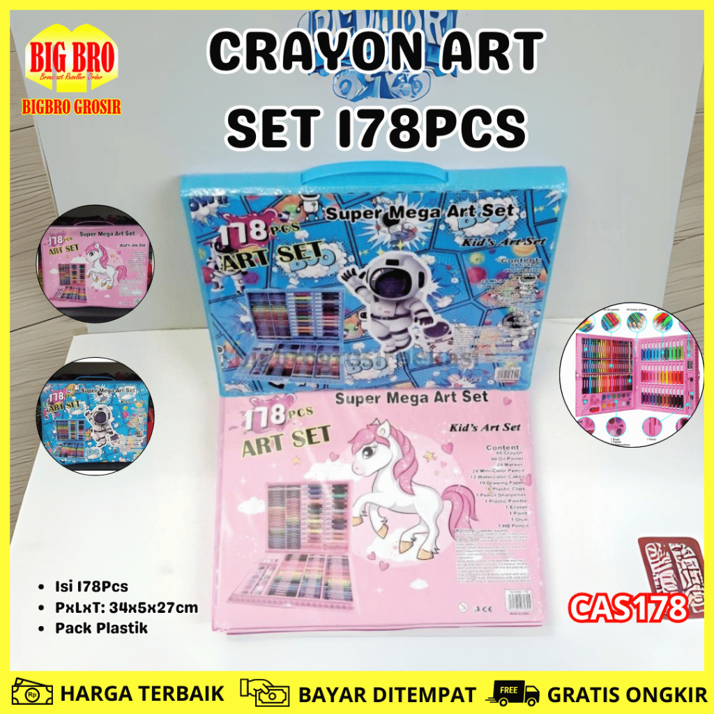 

BB Crayon Art Set 178Pcs | Pensil Warna Warni Krayon Anak Perlengkapan Menggambar Anak Set MURAH