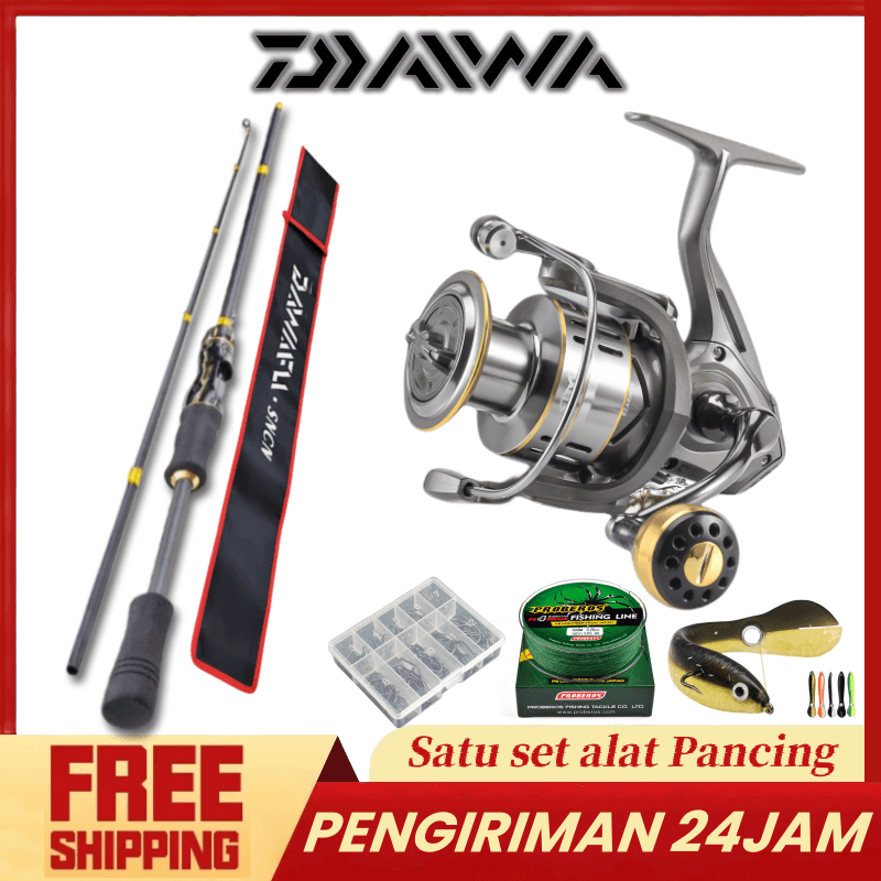 Daido Set Pancing Set Joran Pancing 1.6M-2.7M Ultralight Weight Spinning Fishing Rod Dan 12+1BB Rasi