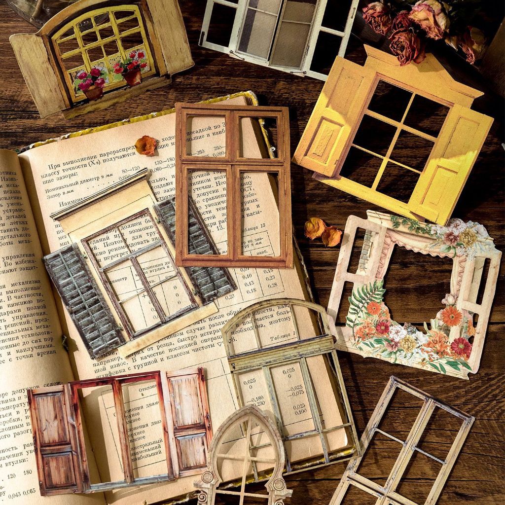 

16 Jendela Kertas Bisa Dibuka Dream Window Deco Flower Window Mechanism Collage Card Sticker Window Dream Series Handbook DIY Material Sticker / Vintage Scrapbook Deco Paper / Kertas Dekorasi / Journal / Bujo / Jurnal