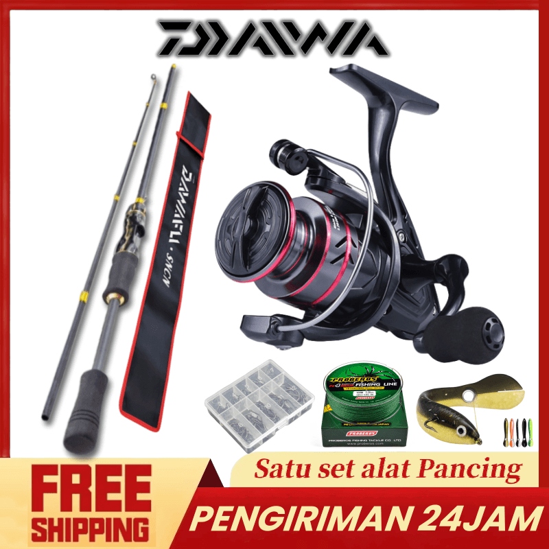 DAIWA Pancing Set 30Kg/ Reel Pancing Murah Kuat Power1.65M/1.8M/2.1M/2.4M/2.7M Joran Pancing Set Ree