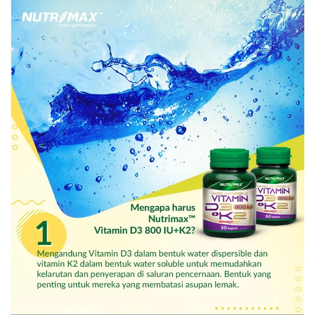Apotik_Nugroho Nutrimax Vitamin D3+K2 (Penyerapan Kalsium / Imunitas / Kekuatan Tulang / Gigi &
