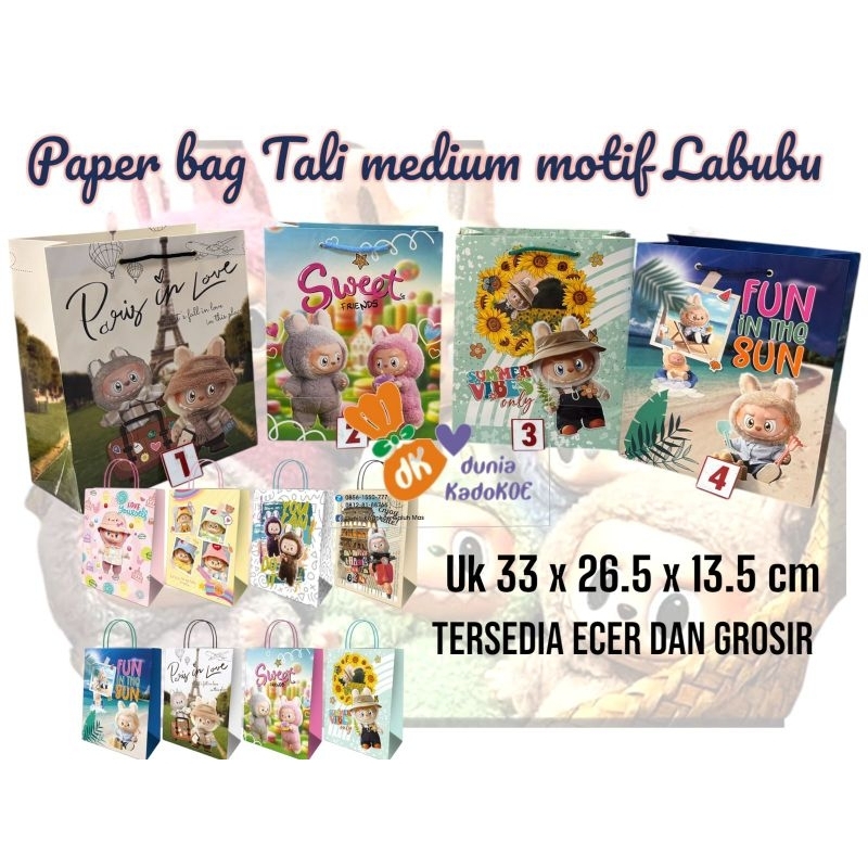 

Paper bag tali Labubu limited stock, murah, harga per 1pc