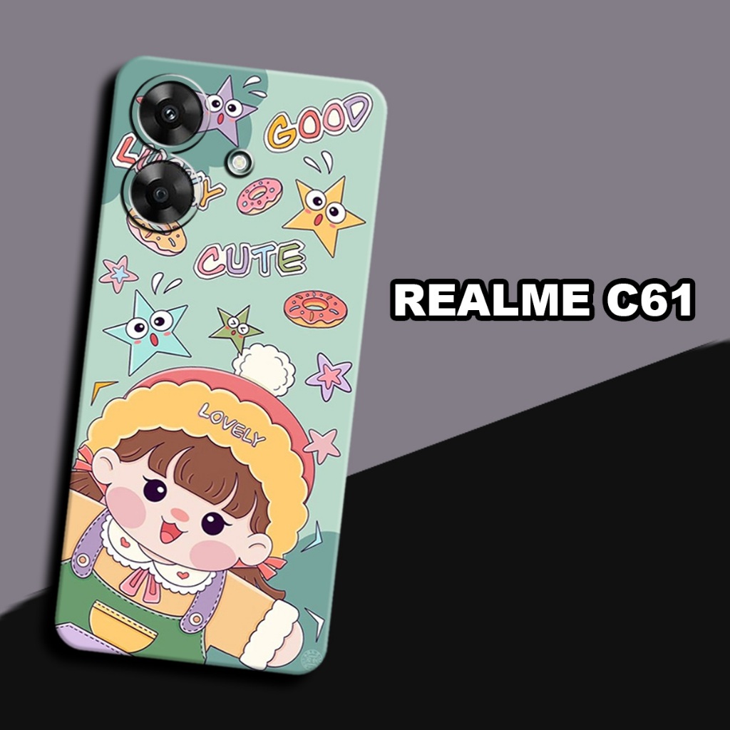 CC40/ Softcase karet lentur untuk realme c61/Motif cewek/case realme c61 /kesing realme c61  /silico