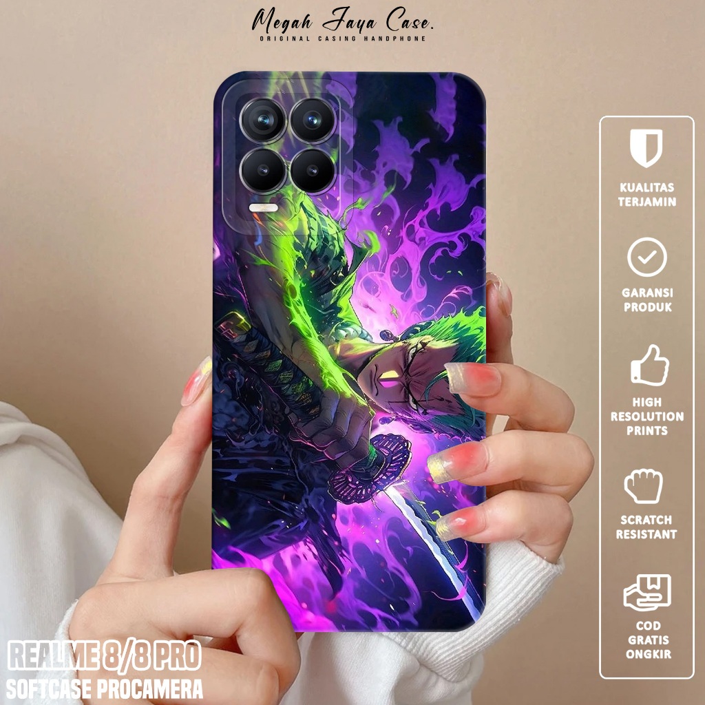 Softcase Hp REALME 8 / REALME 8 PRO - Case Hp REALME 8 / REALME 8 PRO Motif Roronoa Zoro - Silikon H