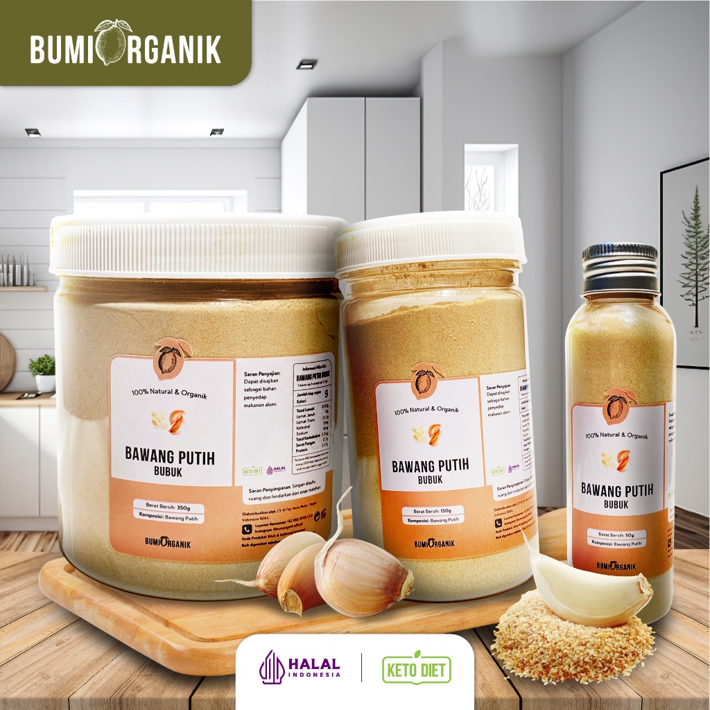 

BAWANG PUTIH BUBUK MURNI PREMIUM ASLI TANPA CAMPURAN ASLI 100% ORIGINAL / PURE GARLIC POWDER ORGANIC / BAWANG PUTIH MURAH /BUMBU DAPUR / BAWANG PUTIH HALUS BUMBU REMPAH ALAMI / NUTRIFARM / BRAGG/ DARI BUMI /GEMELI LEMOVITA NUTRILOGY OFFICIAL BEORGANIK