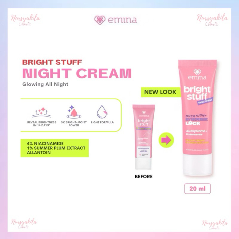 Emina Bright Stuff Night Cream 20 ml - Cream Malam